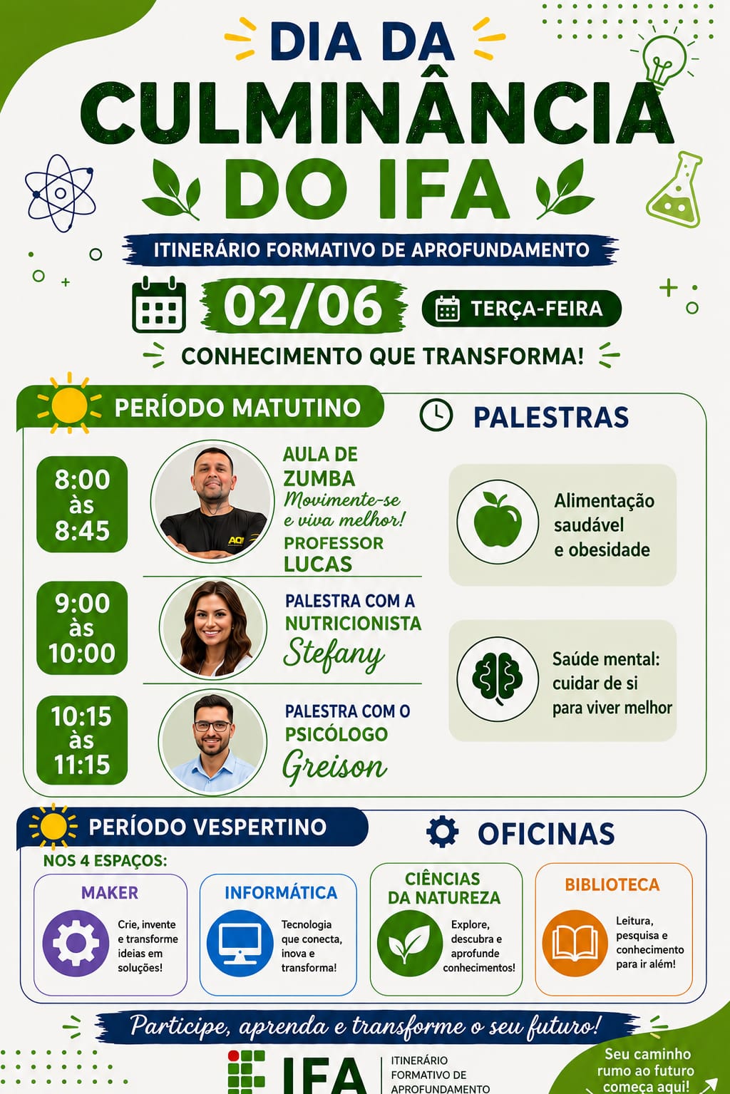 Cronograma do Dia da Culminância do IFA